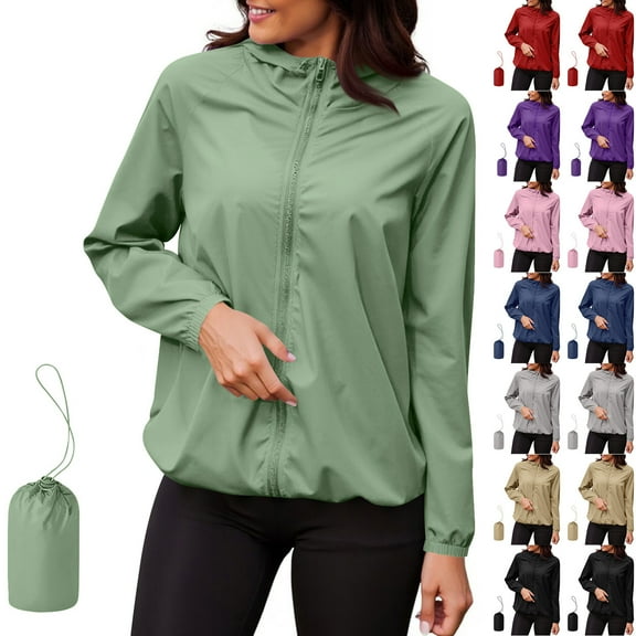 FRSASU Rain Coats for Women Lightweight Waterproof Rain Jacket with Hood Zipper Thin Windbreaker Jacket with Pocket Red XL(XL)