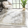 thumbnail image 5 of Well Woven Lezlee Ivory & Gold Retro Border Marble Pattern Area Rug 5x7 (5'3" x 7'3"), 5 of 8