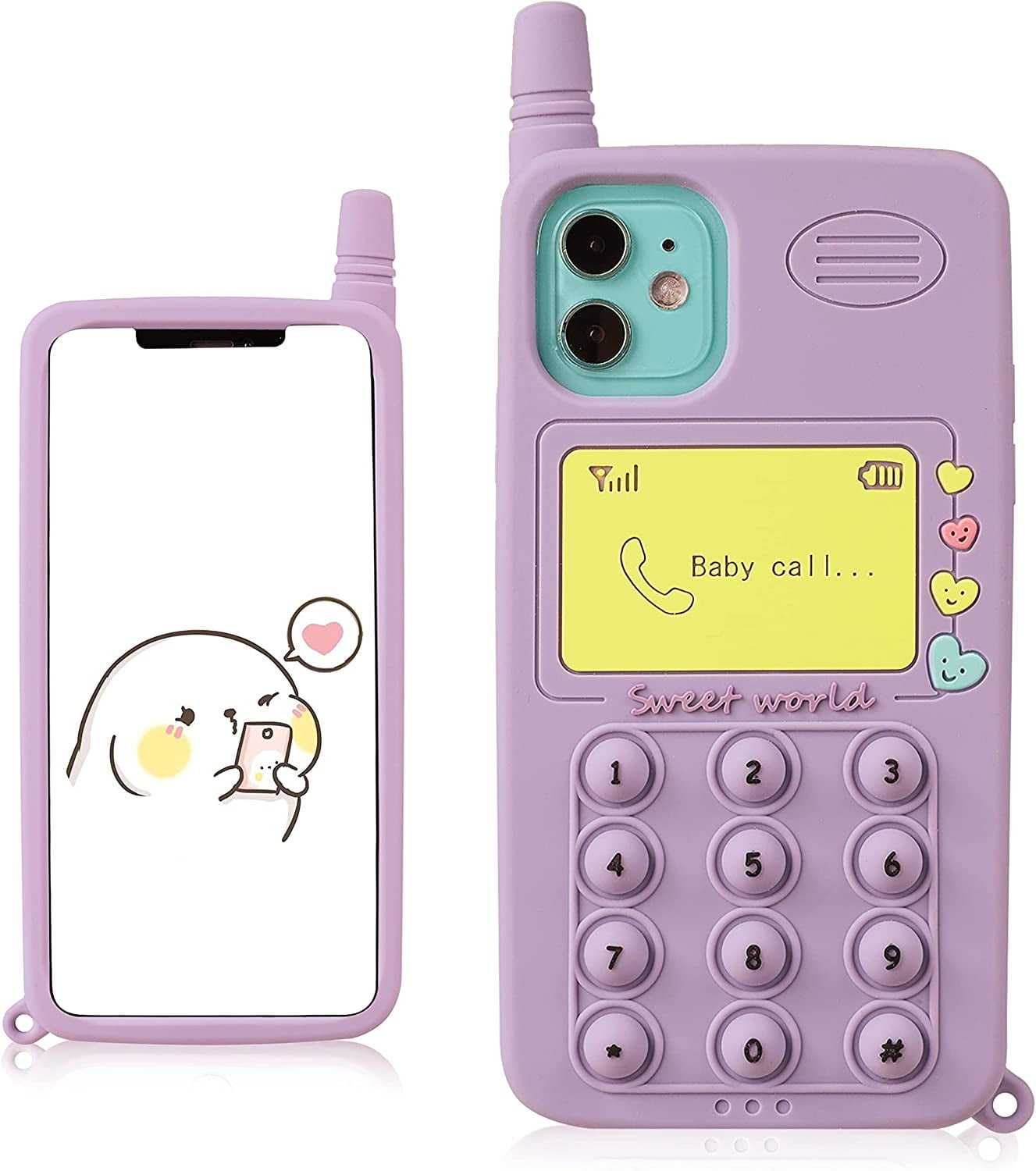 Katea Purple Retro Case For Iphone 11 Pro Max Fidget Designer Unique 3d Cartoon Silicone Cute Fun Cover Kawaii Girls Boys Women Cases Funny Character Aesthetic Design For Iphone 11 Pro Max 6 5