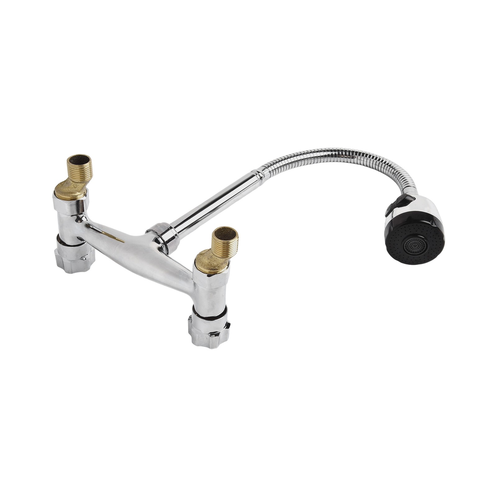 yaaqii Dual Handle Kitchen Faucet Wall-Mounted Two-Handle Sink Mixer 360° Rotatable