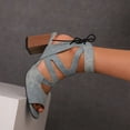thumbnail image 5 of Lovskoo 2024 Women's High Heels Shoes Open Toe Strappy Lace Up Heels for Wedding Prom Party Gown Shoes Blue, 5 of 6