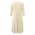thumbnail image 4 of MSJUHEG Women'S Casual Dresses Fall Dresses Women'S Fashion Casual Solid Dress Round Neck Long Sleeve Mid Calf Swing Dress Womens Dresses Beige S, 4 of 4