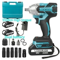 Cordless Impact Wrench Brushless 1/2-inch, 550Nm Max Torque, 3200RPM w/ 2x 3.0Ah Batteries & 6 Sockets - High Power for Car Repair, Home DIY