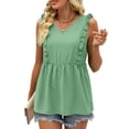 thumbnail image 5 of Kovlvoll Tops for Women V Neck Sleeveless Casual Solid Color Summer Lightweight Tank Top Shirts, 5 of 7