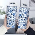 thumbnail image 3 of Blue Floral Tumbler 20 oz | Stainless Steel Travel Tumbler with Lid and Straw | Flower Coffee Mug for Hot & Cold Drinks | Gift for Mom Grandma | Vintage Tea Cup, 3 of 8