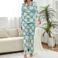 thumbnail image 2 of Top-kevin Womens Pajamas Set Eggs Bacon Blue Soft Long Sleeve Sleepwear Button Down Nightwear Pj Lounge Sets, 2 of 6
