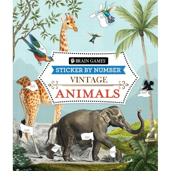 Brain Games - Sticker by Number Brain Games - Sticker by Number - Vintage: Animals (28 Images to Sticker), (Paperback)