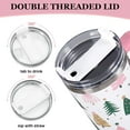 thumbnail image 3 of Christmas Tumbler with Handle 40oz Boho Christmas Tree Tumbler with Lid Straw Pink Green Xmas Winter Stainless Steel Cup for Home Office Travel, 3 of 6