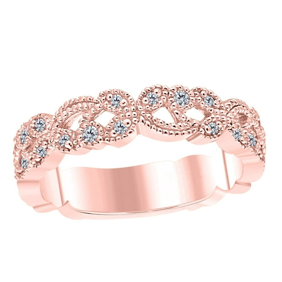 Mauli Jewels Rings for Women 0.20 Carat Diamond Engagement Wedding Band Prong 10k Rose Gold