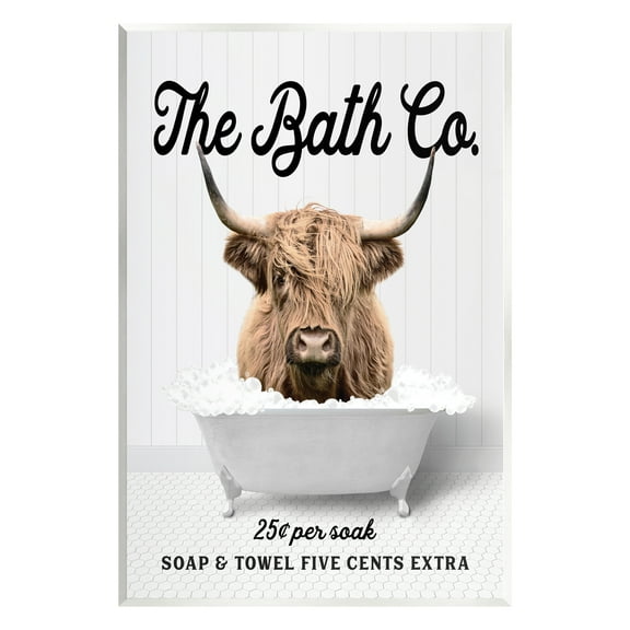 Stupell Industries Bubble Bath Cattle Animals & Insects Painting Unframed Art Print Wall Art, 10 x 15