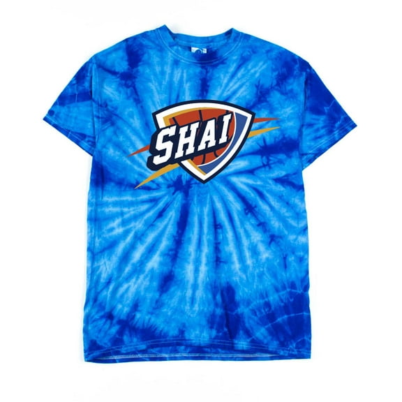 TIE-DYE Blue Shai Gilgeous-Alexander Thunder SGA Logo Shirt T-Shirt