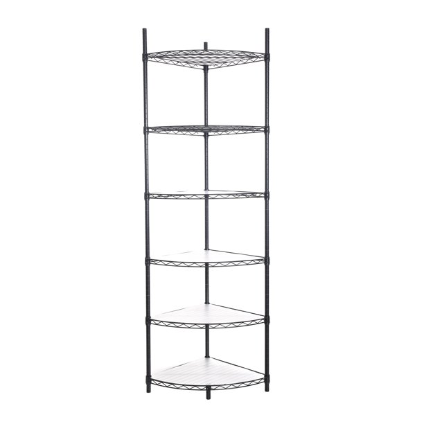 KUIKUI 6 Tier Shelf Corner Wire Shelf Rack Adjustable Metal Heavy Duty
