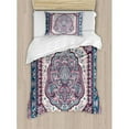 thumbnail image 3 of Ethnic Queen Size Duvet Cover Set, Bohemian Hippie Mandala Arabic Paisley Oriental Asian Design, Decorative 3 Piece Bedding Set with 2 Pillow Shams, Purple Pale Pink and Petrol Green, by Ambesonne, 3 of 3