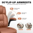 thumbnail image 4 of COOLHUT Office Chair, Executive Leather Chair Home Office Desk Chairs, Computer Chair with Adjustable Flip-up Padded Arms, Lumbar Support Swivel Desk Chair with Adjustable Hight and Tilt, Brown, 4 of 11