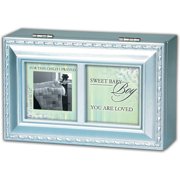 Cottage Garden Baby Boy Blue Petite Music Box / Jewelry Box Plays Brahms Lullaby