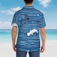 thumbnail image 6 of Bixox Men's Hawaiian Shirts Men's Sharks on White Blue Striped Print Short-Sleeve Shirt-3X-Large, 6 of 8