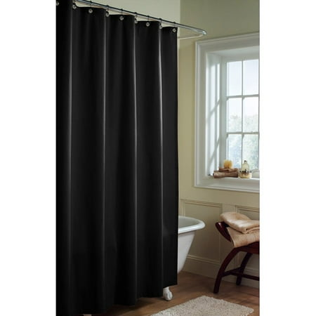 Canopy Microfiber Fabric Shower Curtain Liner, Rich Black