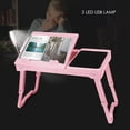 thumbnail image 2 of GPCT Foldable Laptop Table Bed Notebook Desk w/Cooling Fan Mouse Board LED light 4 x USB Ports Breakfast Snacking Tray with Storage Groove For Home Office Use, 2 of 8