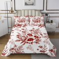 thumbnail image 1 of Erosebridal Ensemble de Couvre-Lit à Imprimé de Fleurs Rouges Grand Lit, Ensembles de Couvre-Lit Vintage Mode Format Grand Lit, Ensemble de Literie Botanique de Plantes, Déco de Chambre Respirante, 3 Pcs, 1 of 6