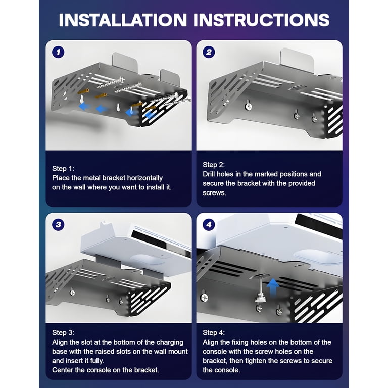 PS5 Wall Mount Kit with Dual Controller Charging Station photo 2