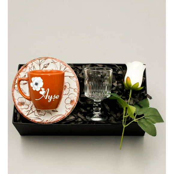 Cup & Coffee in the color of personalized tiles as well as glass cup & not fading white rose