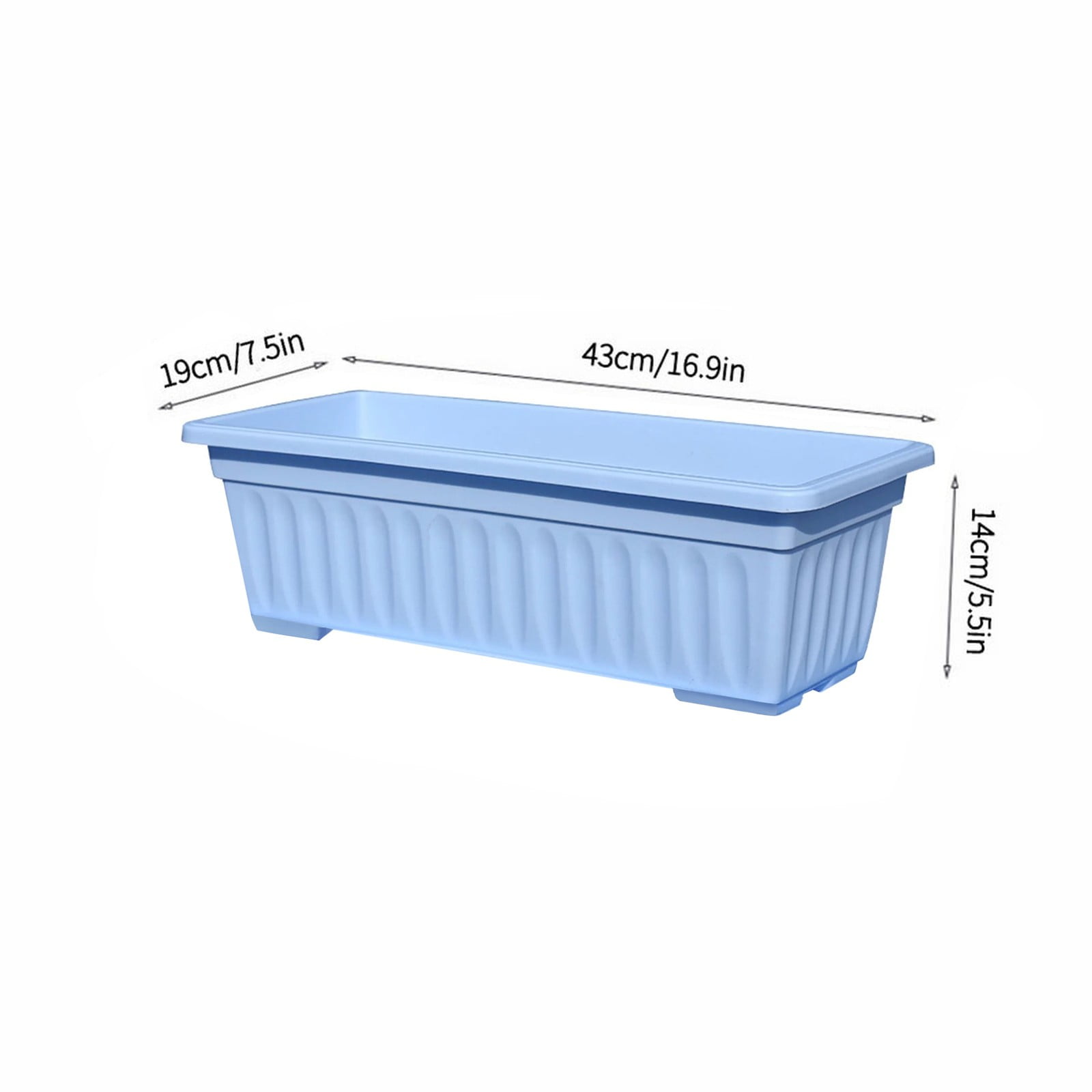 Window Box Planter, 17 Inch Rectangle Planter for Outdoor Plants, Strawberry Flower Pot Plastic Vegetable Plant Pot for Windowsill Patio Garden Balcony, 16.9x7.5x5.5"