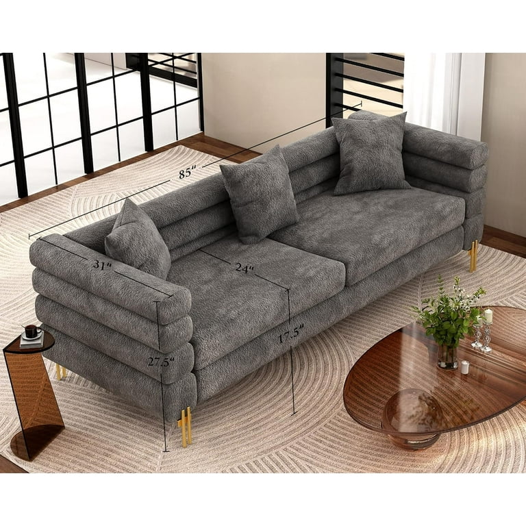 AMERLIFE Retro High Back 85 inch Oversized Sofa - 3 Seater