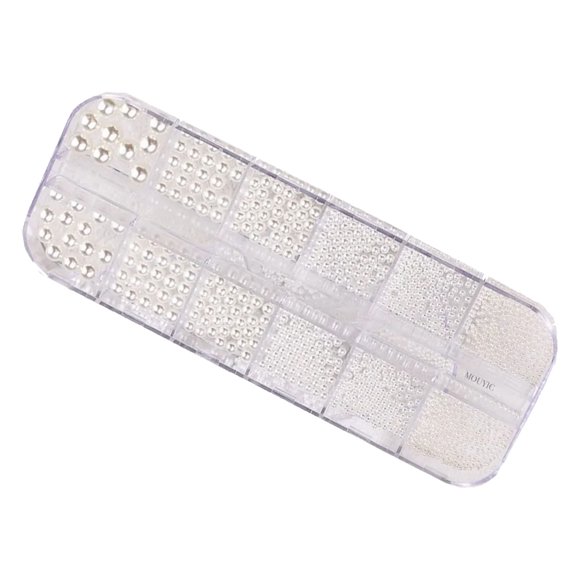 Decoración de diamantes de imitación de uñas, forma de perla blanca pura atractiva diario infantil de uñas brillantes Diferentes tamamos para festival