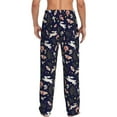 thumbnail image 3 of Uemuo Retro Rabbit Flower Pattern Men's Wide Leg Palazzo Lounge Pants with Pockets Light Weight Loose Comfy Casual Pajama Pants-Small, 3 of 9