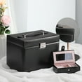 black leather jewelry box travel case and lock