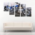 thumbnail image 2 of Juego de Cuadros Decorativos, Motocicleta Custom Azul tipo Chopper, Estilo Biker y Urbano, 5 Piezas, Ideal para Garajes y Bares, 150x80cm, 2 of 5