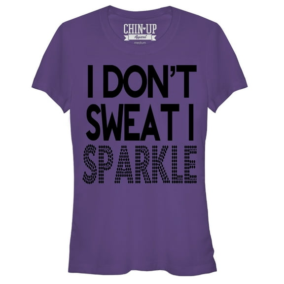 Junior's CHIN UP I Don't Sweat  Graphic Tee Purple X Large