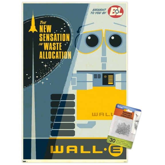 Disney Pixar Wall-E - New Sensation Wall Poster with Push Pins, 14.725" x 22.375"