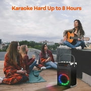 FanFun Portable Bluetooth Speaker with Microphones, Party Speaker with Lights, Remote Control, Powerful Loudspeaker, AUX Input, FM, REC