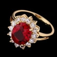 thumbnail image 3 of 18K Gold Platinum Plated Red  Rhinestone Ring   gold plated red zircon 9#, 3 of 4