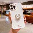 thumbnail image 1 of Funda blanda con soporte de anillo chapado en diamante de trébol para IPhone 14 Pro 13 12 11 Pro MAX XS XR X 6 6s 7 8 Plus 12 Mini SE 20 Tan Jianjun unisex, 1 of 2