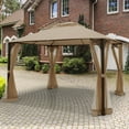 thumbnail image 2 of Topbuy 12'x 10'Octagonal Tent Outdoor Gazebo Canopy Shelter with Mosquito Netting Brown, 2 of 5