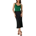 thumbnail image 2 of INSPIRE CHIC Women's Satin V Neck Spaghetti Strap Summer Fall Tank Tops XS Green, 2 of 5