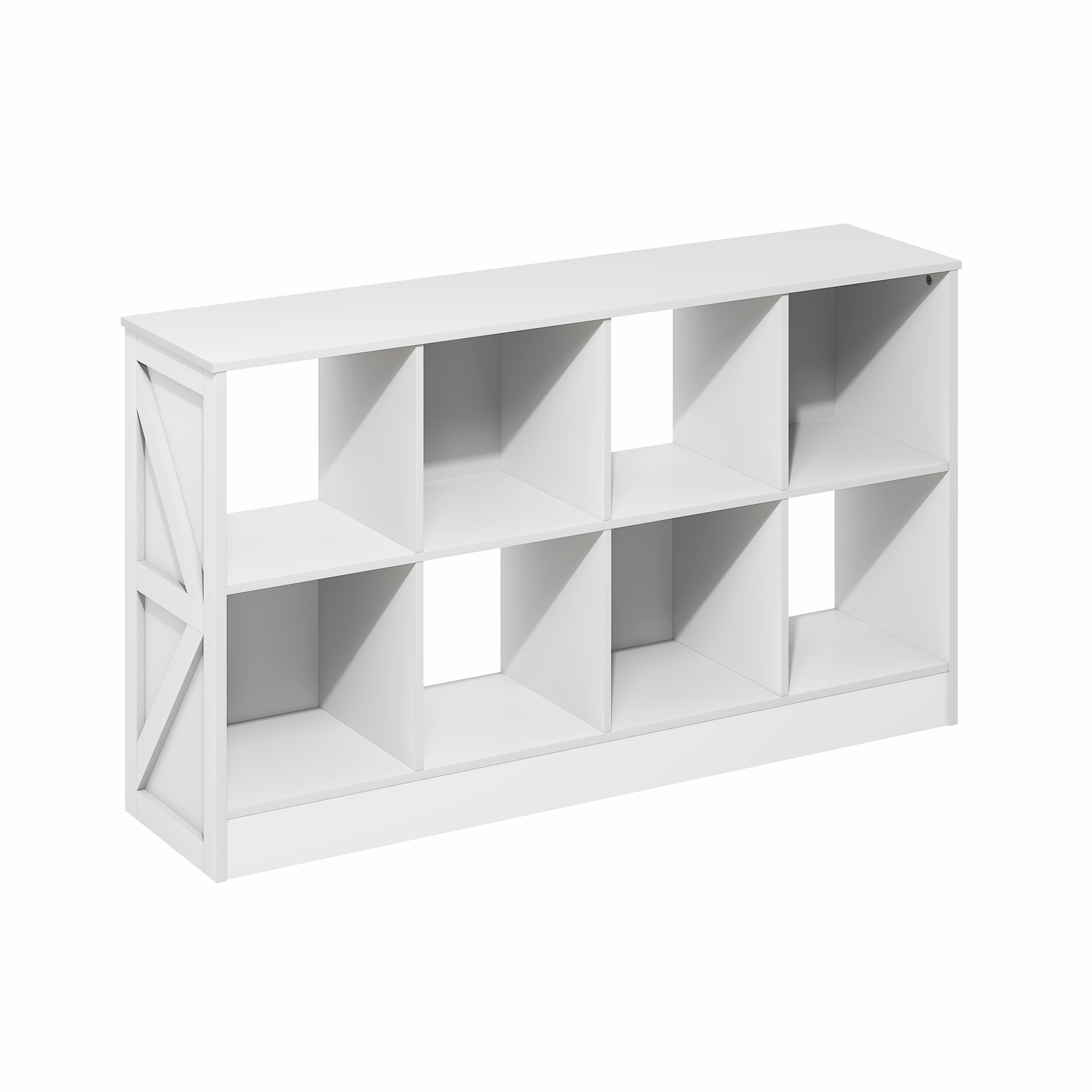 Furinno Jensen Farmhouse 8-Cube Display Bookcase, Bookshelf, White