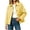 Yellow, variant on Women's Gingham Cropped Jacket Lapel Collar Loose Fit Casual Shacket