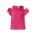 thumbnail image 1 of xiaxaixu Chemises pour Enfants, Manches Courtes Col Rond Tricot Fête de Rue Découpe Décontractée Printemps Été Hauts pour Filles, 1 of 8