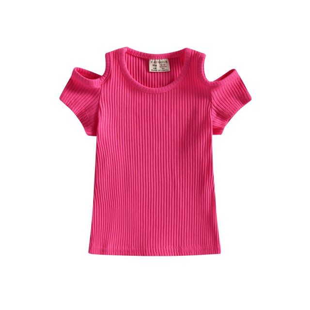 xiaxaixu Chemises pour Enfants, Manches Courtes Col Rond Tricot Fête de Rue Découpe Décontractée Printemps Été Hauts pour Filles