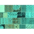 thumbnail image 1 of Ahgly Company Machine Washable Indoor Rectangle Patchwork Turquoise Blue Transitional Area Rugs, 4' x 6', 1 of 4
