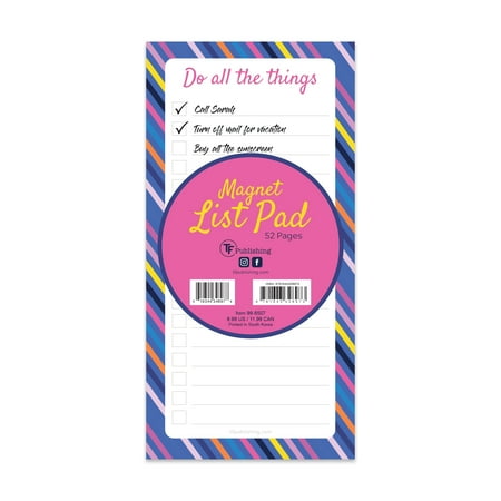 UPC: 0619344348978 | Do All The Things   Bright Stripes 4 x8  Magnet List Pad – Fridge List pad for checklists  groceries  meals