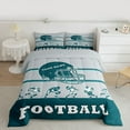 thumbnail image 2 of Feelyou Eat Sleep Sports Queen Comforter Set, Gray Teal Football Helmet Bedding Sets, Teens Kids Boys Girls Reversible Bedding Comforter Set, Ultra Soft Bedroom Decor, 3pcs, 2 of 8