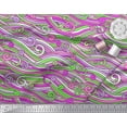 thumbnail image 3 of Soimoi Purple Japan Crepe Satin Fabric Artistic Waves Abstract Decor Fabric Printed Yard 42 Inch Wide, 3 of 3