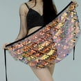 thumbnail image 5 of Wxolcjlv Women's Iridescent Sequin Wrap Mini Skirt Tie Waist Performance Club Short Skirts, 5 of 5