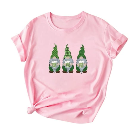 

Clearance Proclub Shirts Fashion Women Print Short-Sleeved Round Neck Novelty Graphic Tops Maternity Shirts Pink S