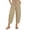 Khaki, variant on LIaqionyy Womens Cotton Linen Pants Baggy Wide Leg Lounge Elastic Waist Drawstring Lightweight Trousers with Pockets