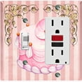 thumbnail image 1 of Metal Light Switch Plate Cover Elegant Pastel Pink Cake Striped Wallpaper CAK047, 1 of 13